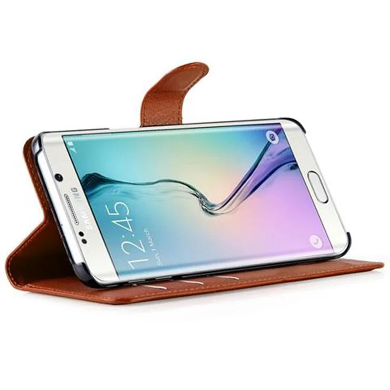 Cadorabo Hülle kompatibel mit Samsung Galaxy S6 EDGE Schutzhülle mit Magnetverschluss, Standfunktion und Kartenfach