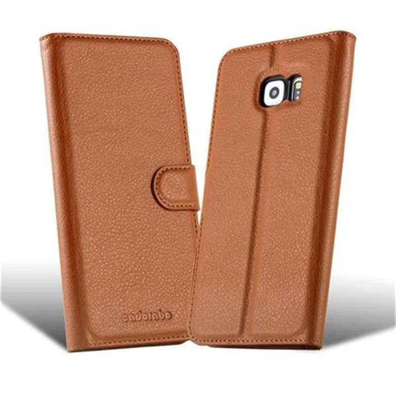 Cadorabo Hülle kompatibel mit Samsung Galaxy S6 EDGE Schutzhülle mit Magnetverschluss, Standfunktion und Kartenfach