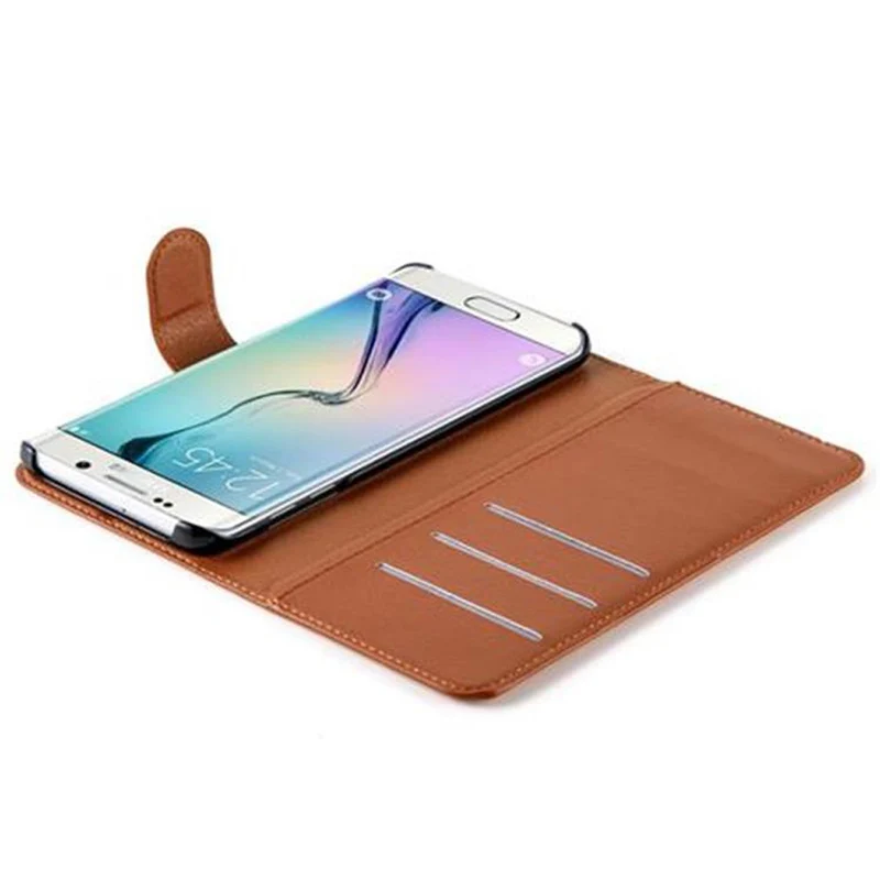 Cadorabo Hülle kompatibel mit Samsung Galaxy S6 EDGE Schutzhülle mit Magnetverschluss, Standfunktion und Kartenfach