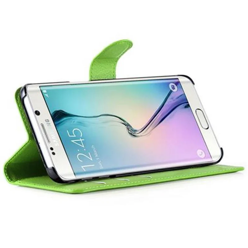 Cadorabo Hülle kompatibel mit Samsung Galaxy S6 EDGE Schutzhülle mit Magnetverschluss, Standfunktion und Kartenfach