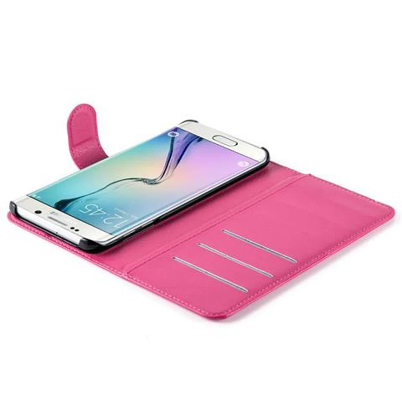 Cadorabo Hülle kompatibel mit Samsung Galaxy S6 EDGE Schutzhülle mit Magnetverschluss, Standfunktion und Kartenfach