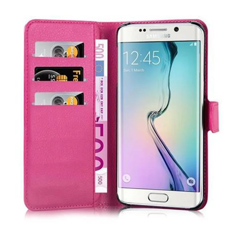 Cadorabo Hülle kompatibel mit Samsung Galaxy S6 EDGE Schutzhülle mit Magnetverschluss, Standfunktion und Kartenfach