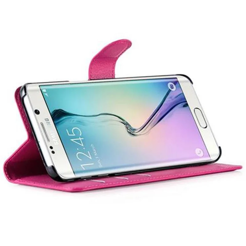 Cadorabo Hülle kompatibel mit Samsung Galaxy S6 EDGE Schutzhülle mit Magnetverschluss, Standfunktion und Kartenfach