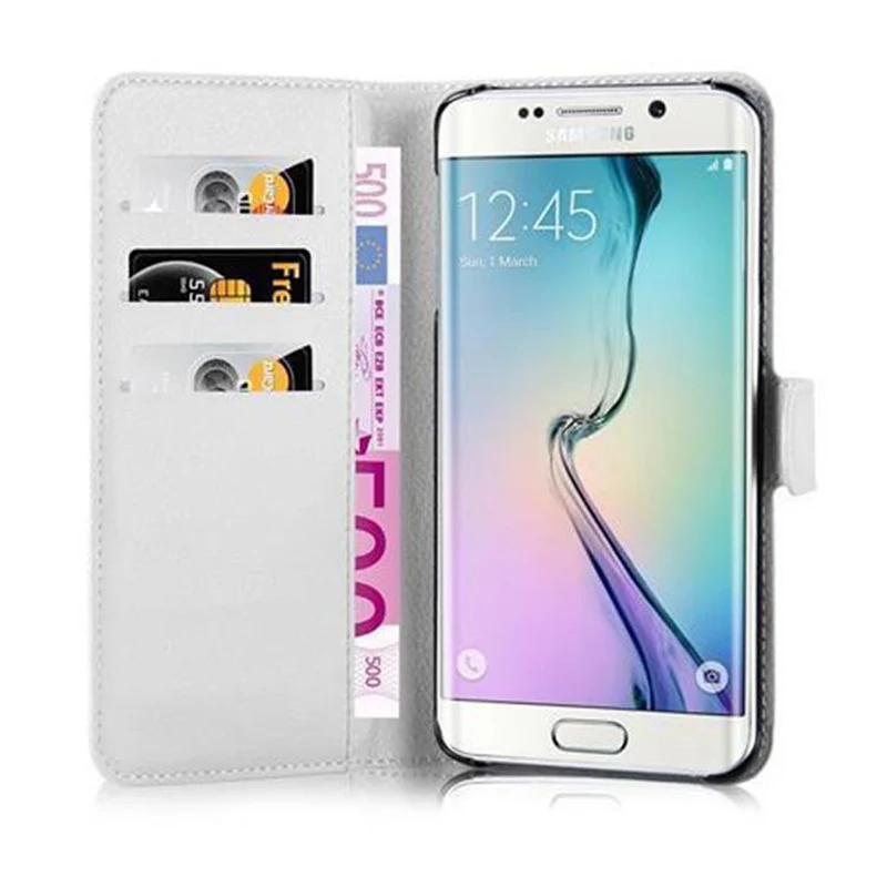 Cadorabo Hülle kompatibel mit Samsung Galaxy S6 EDGE Schutzhülle mit Magnetverschluss, Standfunktion und Kartenfach