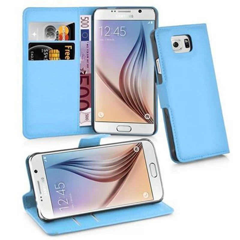 Cadorabo Hülle kompatibel mit Samsung Galaxy S6 Schutzhülle mit Magnetverschluss, Standfunktion und Kartenfach