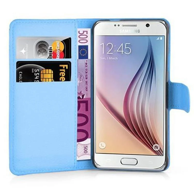Cadorabo Hülle kompatibel mit Samsung Galaxy S6 Schutzhülle mit Magnetverschluss, Standfunktion und Kartenfach