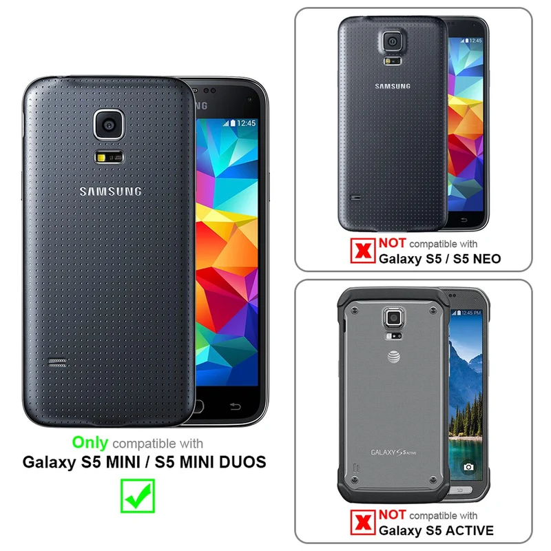 Cadorabo Hülle kompatibel mit Samsung Galaxy S5 MINI / S5 MINI DUOS Schutzhülle mit Magnetverschluss, Standfunktion und Kartenfach