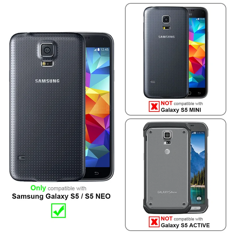 Cadorabo Hülle kompatibel mit Samsung Galaxy S5 / S5 NEO Schutzhülle mit Magnetverschluss, Standfunktion und Kartenfach