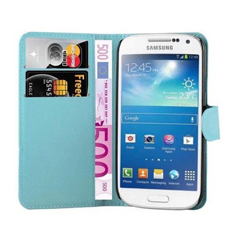 Cadorabo Hülle kompatibel mit Samsung Galaxy S4 MINI Schutzhülle mit Magnetverschluss, Standfunktion und Kartenfach
