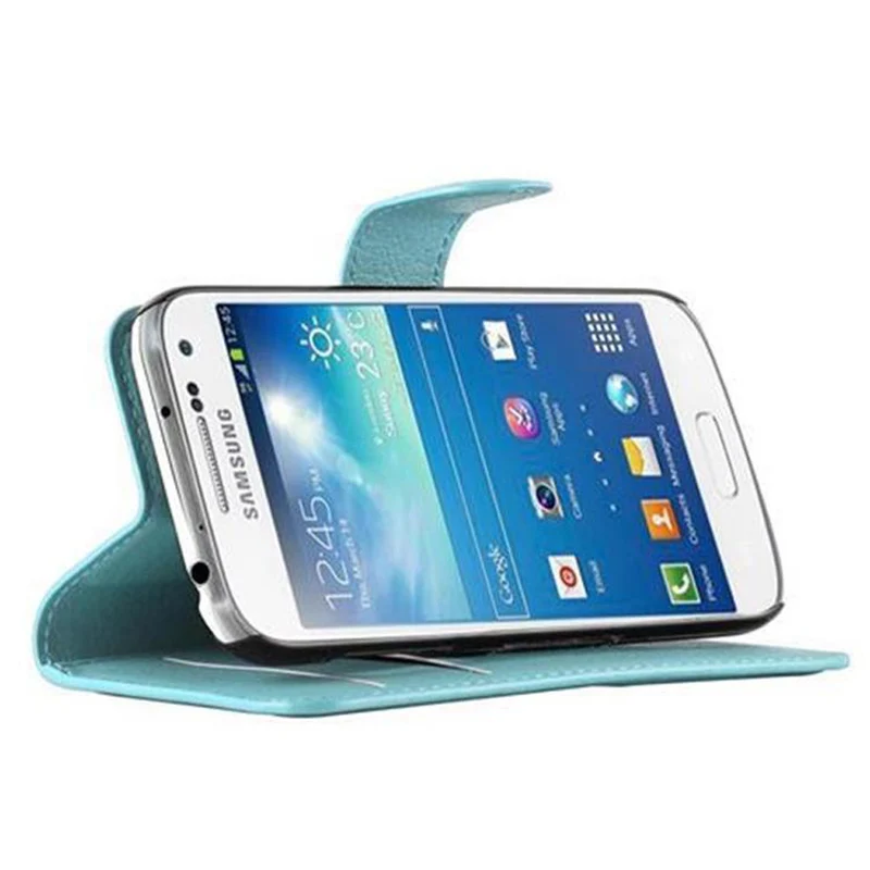 Cadorabo Hülle kompatibel mit Samsung Galaxy S4 MINI Schutzhülle mit Magnetverschluss, Standfunktion und Kartenfach