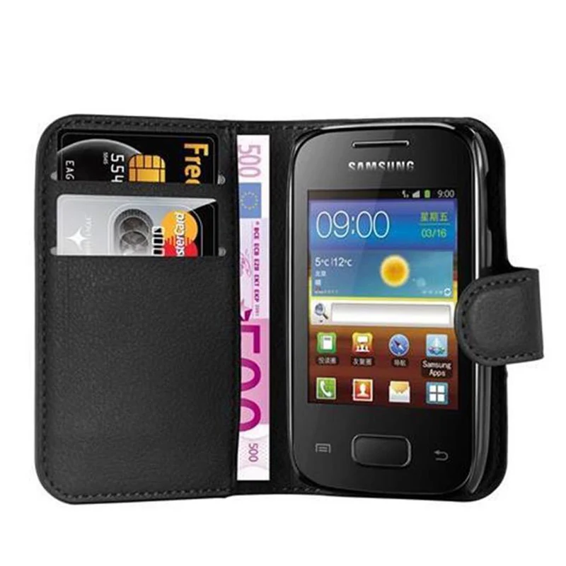 Cadorabo Hülle kompatibel mit Samsung Galaxy POCKET NEO Schutzhülle mit Magnetverschluss, Standfunktion und Kartenfach