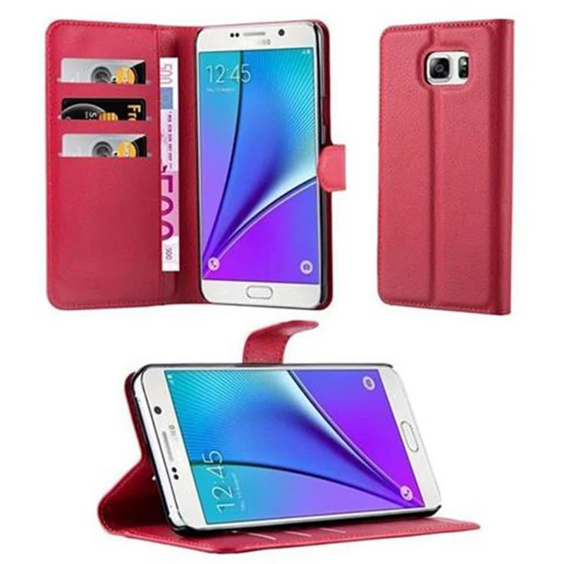Cadorabo Hülle kompatibel mit Samsung Galaxy NOTE 5 Schutzhülle mit Magnetverschluss, Standfunktion und Kartenfach