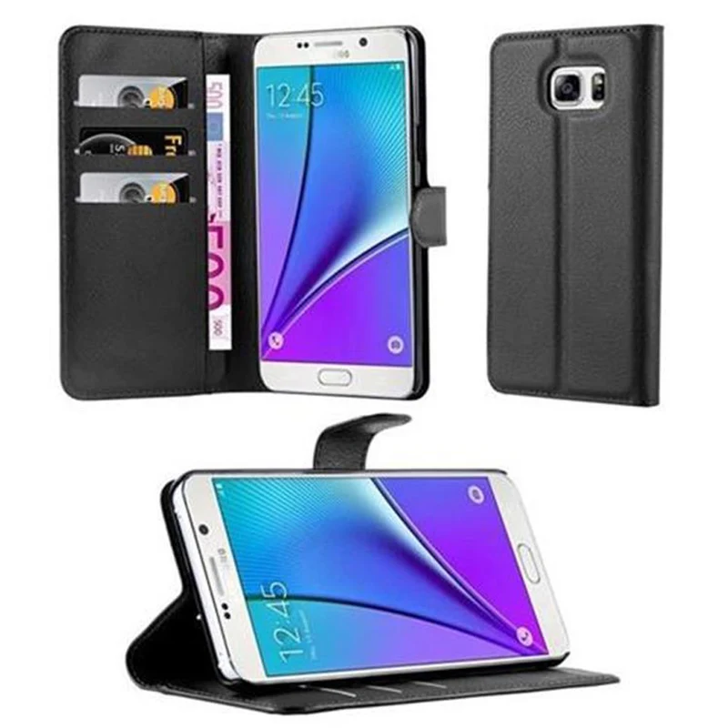 Cadorabo Hülle kompatibel mit Samsung Galaxy NOTE 5 Schutzhülle mit Magnetverschluss, Standfunktion und Kartenfach