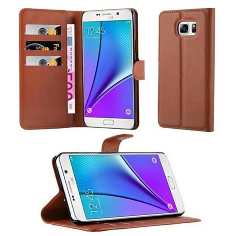 Cadorabo Hülle kompatibel mit Samsung Galaxy NOTE 5 Schutzhülle mit Magnetverschluss, Standfunktion und Kartenfach