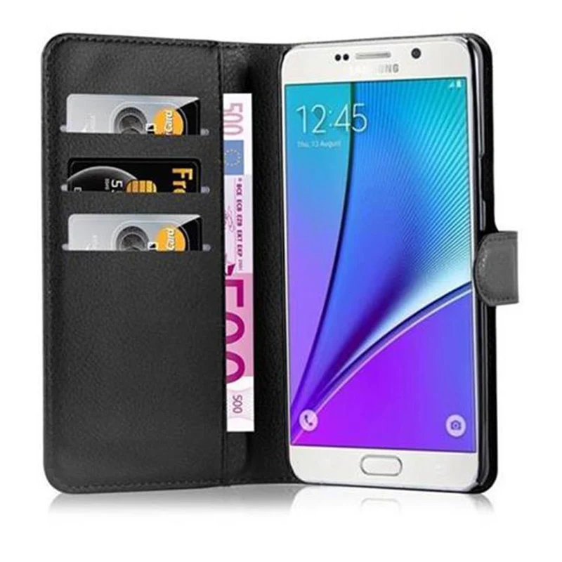 Cadorabo Hülle kompatibel mit Samsung Galaxy NOTE 5 Schutzhülle mit Magnetverschluss, Standfunktion und Kartenfach