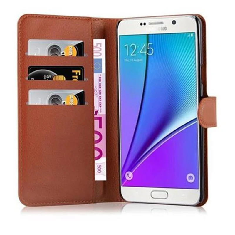 Cadorabo Hülle kompatibel mit Samsung Galaxy NOTE 5 Schutzhülle mit Magnetverschluss, Standfunktion und Kartenfach