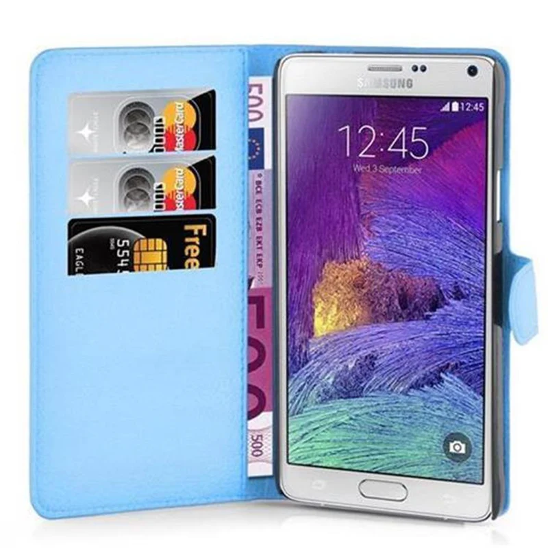 Cadorabo Hülle kompatibel mit Samsung Galaxy NOTE 4 Schutzhülle mit Magnetverschluss, Standfunktion und Kartenfach