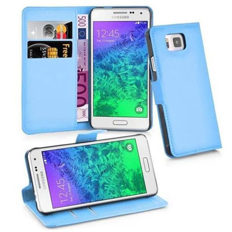 Cadorabo Hülle kompatibel mit Samsung Galaxy ALPHA Schutzhülle mit Magnetverschluss, Standfunktion und Kartenfach