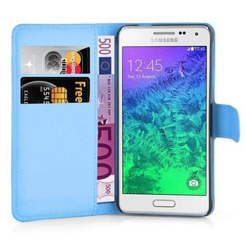 Cadorabo Hülle kompatibel mit Samsung Galaxy ALPHA Schutzhülle mit Magnetverschluss, Standfunktion und Kartenfach