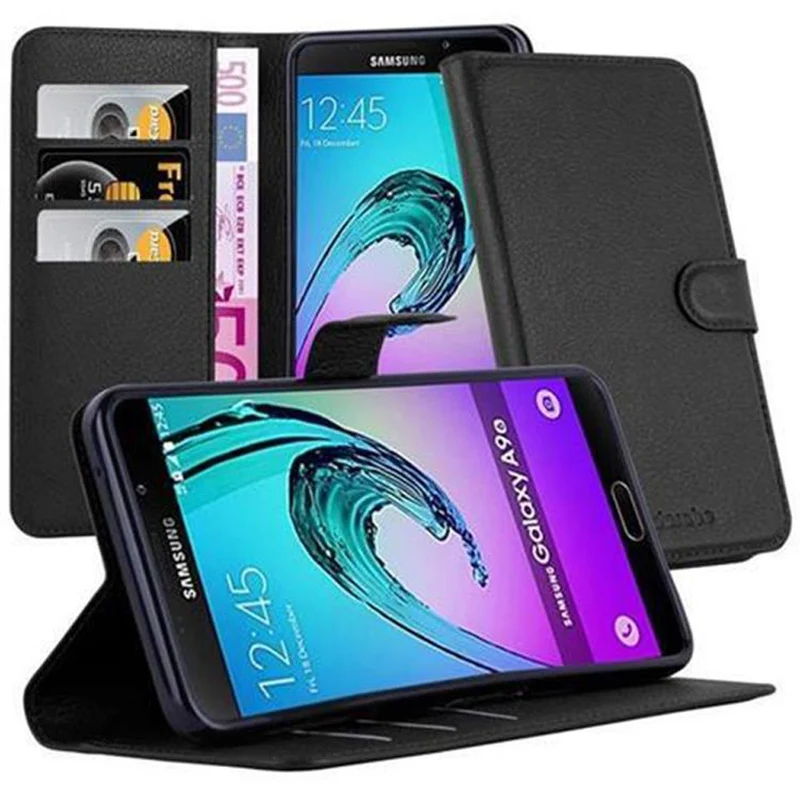 Cadorabo Hülle kompatibel mit Samsung Galaxy A9 2016 Schutzhülle mit Magnetverschluss, Standfunktion und Kartenfach