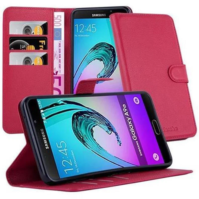 Cadorabo Hülle kompatibel mit Samsung Galaxy A9 2016 Schutzhülle mit Magnetverschluss, Standfunktion und Kartenfach