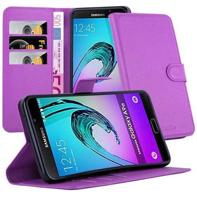 Cadorabo Hülle kompatibel mit Samsung Galaxy A9 2016 Schutzhülle mit Magnetverschluss, Standfunktion und Kartenfach