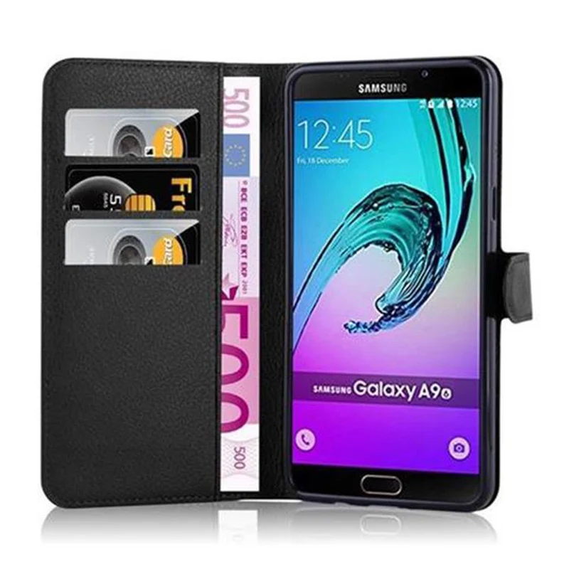Cadorabo Hülle kompatibel mit Samsung Galaxy A9 2016 Schutzhülle mit Magnetverschluss, Standfunktion und Kartenfach