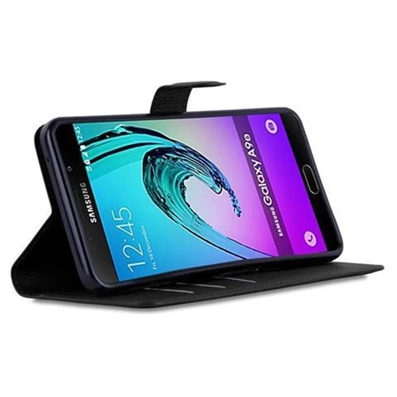 Cadorabo Hülle kompatibel mit Samsung Galaxy A9 2016 Schutzhülle mit Magnetverschluss, Standfunktion und Kartenfach