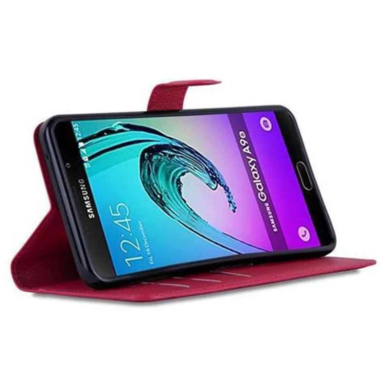 Cadorabo Hülle kompatibel mit Samsung Galaxy A9 2016 Schutzhülle mit Magnetverschluss, Standfunktion und Kartenfach