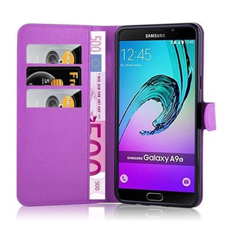 Cadorabo Hülle kompatibel mit Samsung Galaxy A9 2016 Schutzhülle mit Magnetverschluss, Standfunktion und Kartenfach