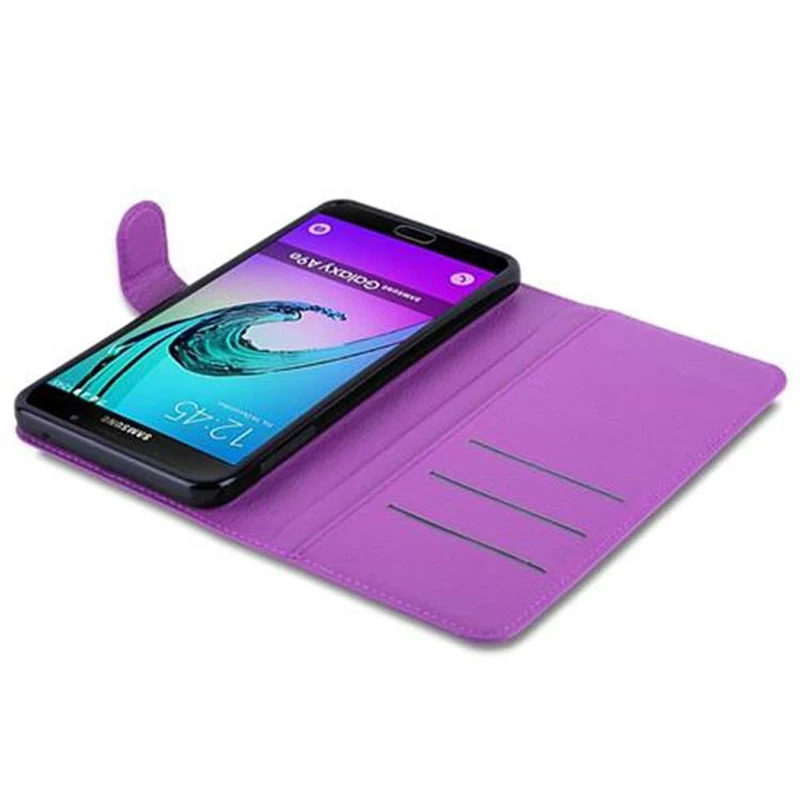 Cadorabo Hülle kompatibel mit Samsung Galaxy A9 2016 Schutzhülle mit Magnetverschluss, Standfunktion und Kartenfach