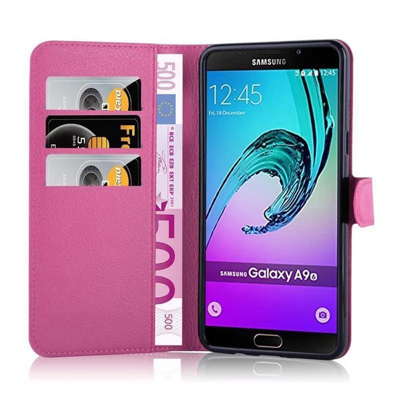 Cadorabo Hülle kompatibel mit Samsung Galaxy A9 2016 Schutzhülle mit Magnetverschluss, Standfunktion und Kartenfach