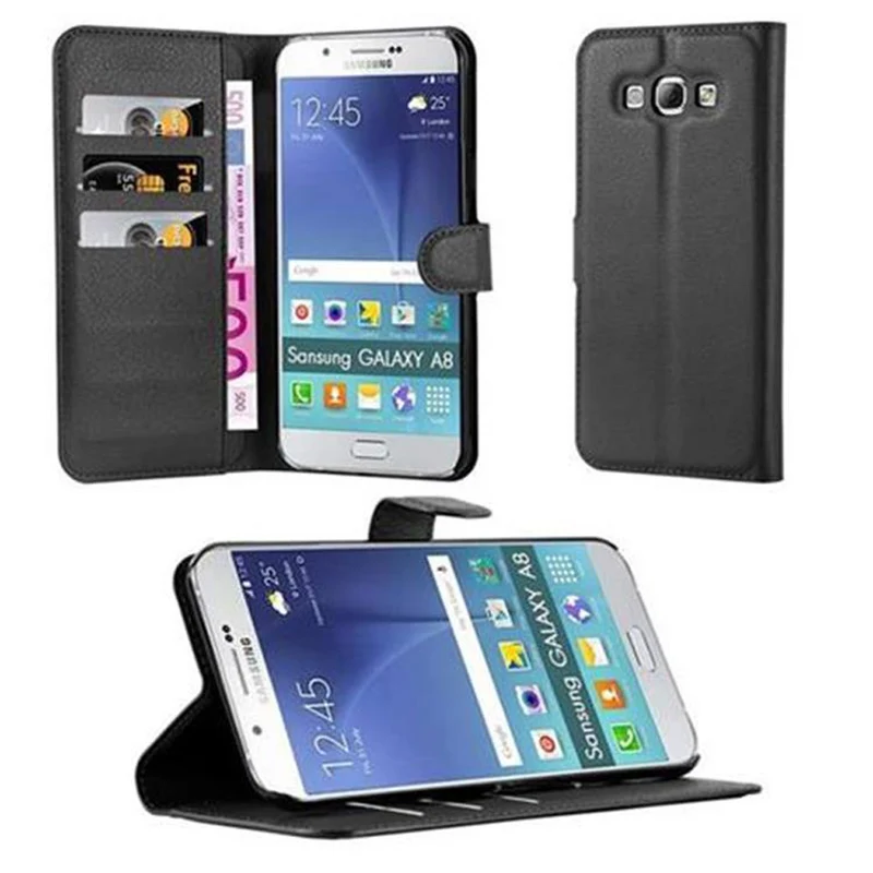 Cadorabo Hülle kompatibel mit Samsung Galaxy A8 2015 Schutzhülle mit Magnetverschluss, Standfunktion und Kartenfach