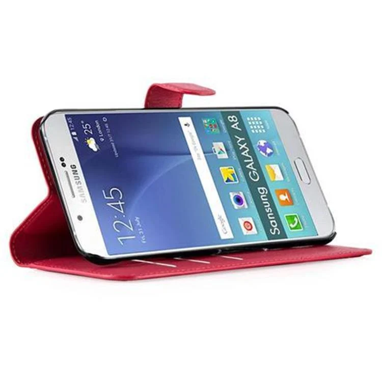 Cadorabo Hülle kompatibel mit Samsung Galaxy A8 2015 Schutzhülle mit Magnetverschluss, Standfunktion und Kartenfach
