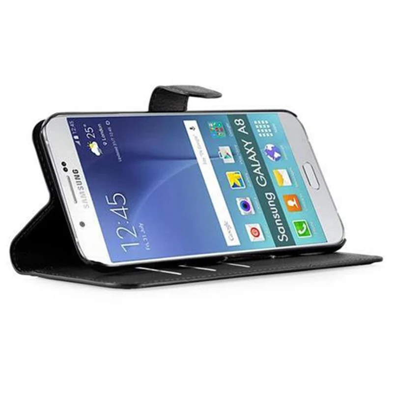 Cadorabo Hülle kompatibel mit Samsung Galaxy A8 2015 Schutzhülle mit Magnetverschluss, Standfunktion und Kartenfach