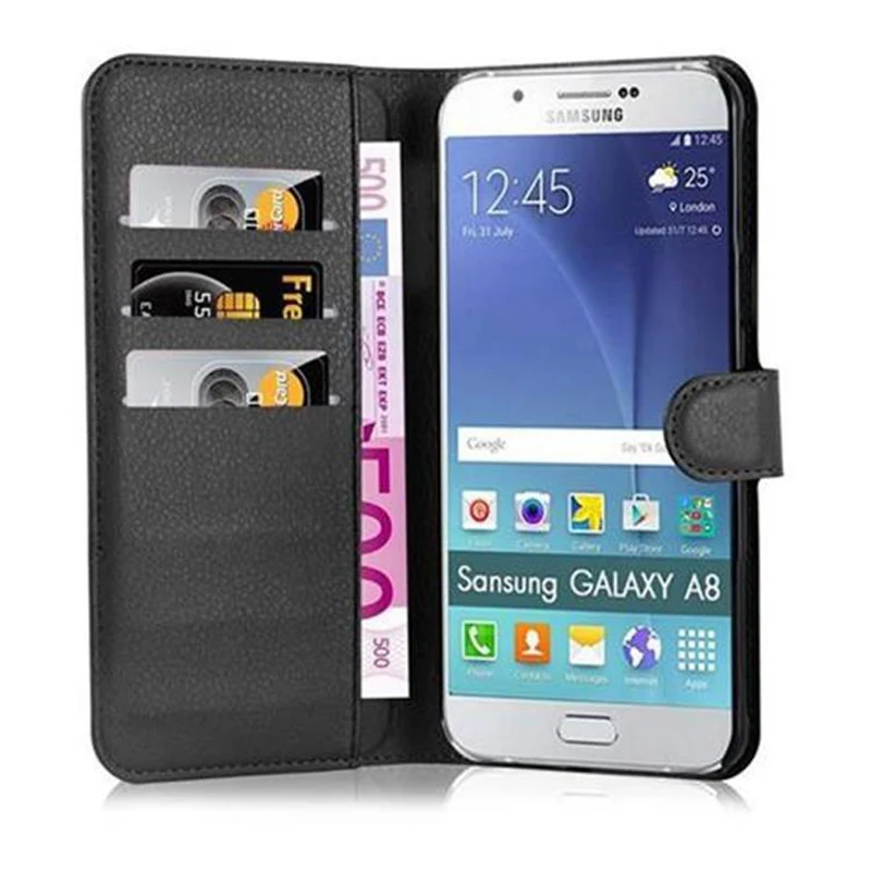Cadorabo Hülle kompatibel mit Samsung Galaxy A8 2015 Schutzhülle mit Magnetverschluss, Standfunktion und Kartenfach