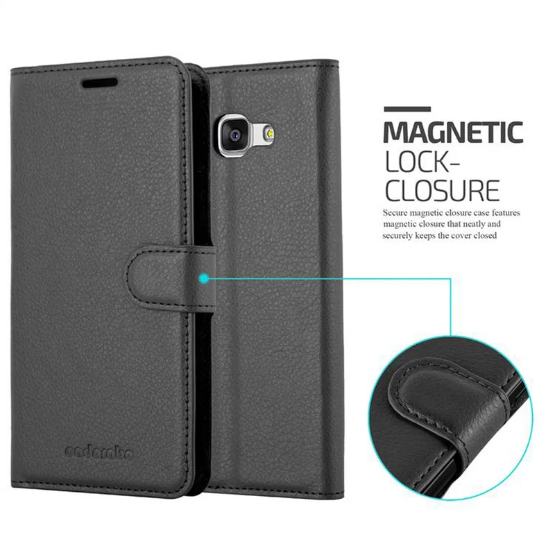 Cadorabo Hülle kompatibel mit Samsung Galaxy A7 2016 Schutzhülle mit Magnetverschluss, Standfunktion und Kartenfach