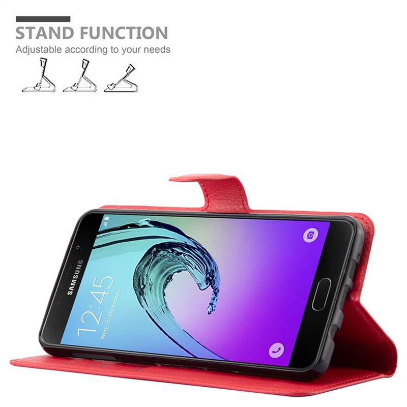 Cadorabo Hülle kompatibel mit Samsung Galaxy A7 2016 Schutzhülle mit Magnetverschluss, Standfunktion und Kartenfach