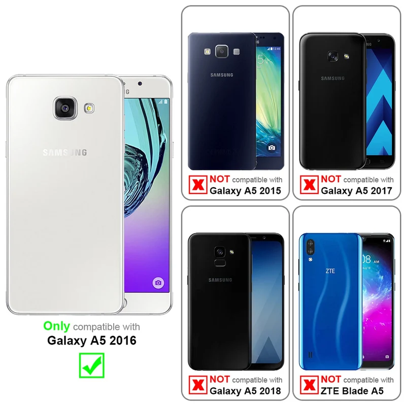 Cadorabo Hülle kompatibel mit Samsung Galaxy A5 2016 Schutzhülle mit Magnetverschluss, Standfunktion und Kartenfach