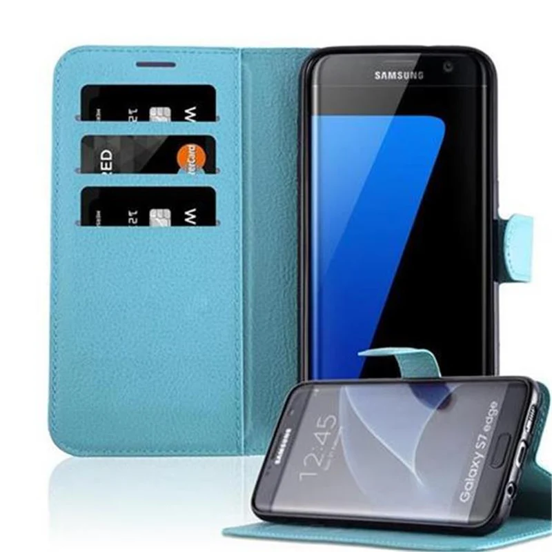 Cadorabo Hülle kompatibel mit Samsung Galaxy S7 EDGE Schutzhülle mit Magnetverschluss, Standfunktion und Kartenfach