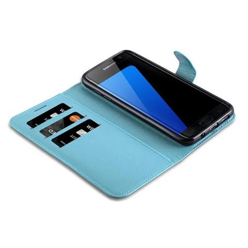 Cadorabo Hülle kompatibel mit Samsung Galaxy S7 EDGE Schutzhülle mit Magnetverschluss, Standfunktion und Kartenfach