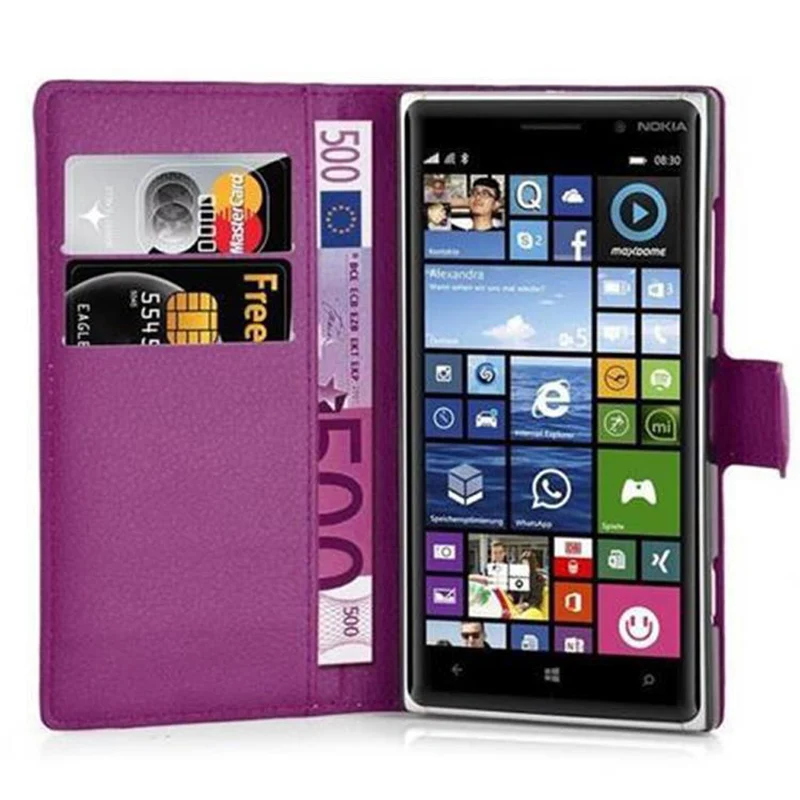 Cadorabo Hülle kompatibel mit Nokia Lumia 830 Schutzhülle mit Magnetverschluss, Standfunktion und Kartenfach