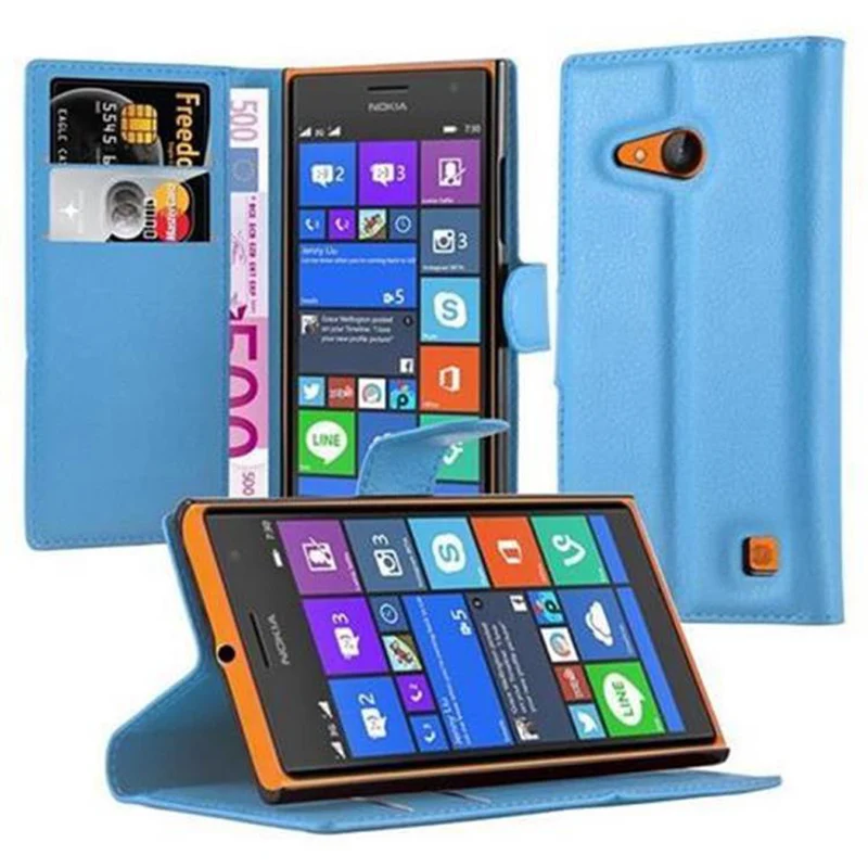 Cadorabo Hülle kompatibel mit Nokia Lumia 730 Schutzhülle mit Magnetverschluss, Standfunktion und Kartenfach