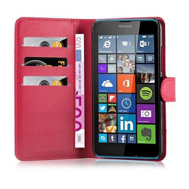 Cadorabo Hülle kompatibel mit Nokia Lumia 640 Schutzhülle mit Magnetverschluss, Standfunktion und Kartenfach