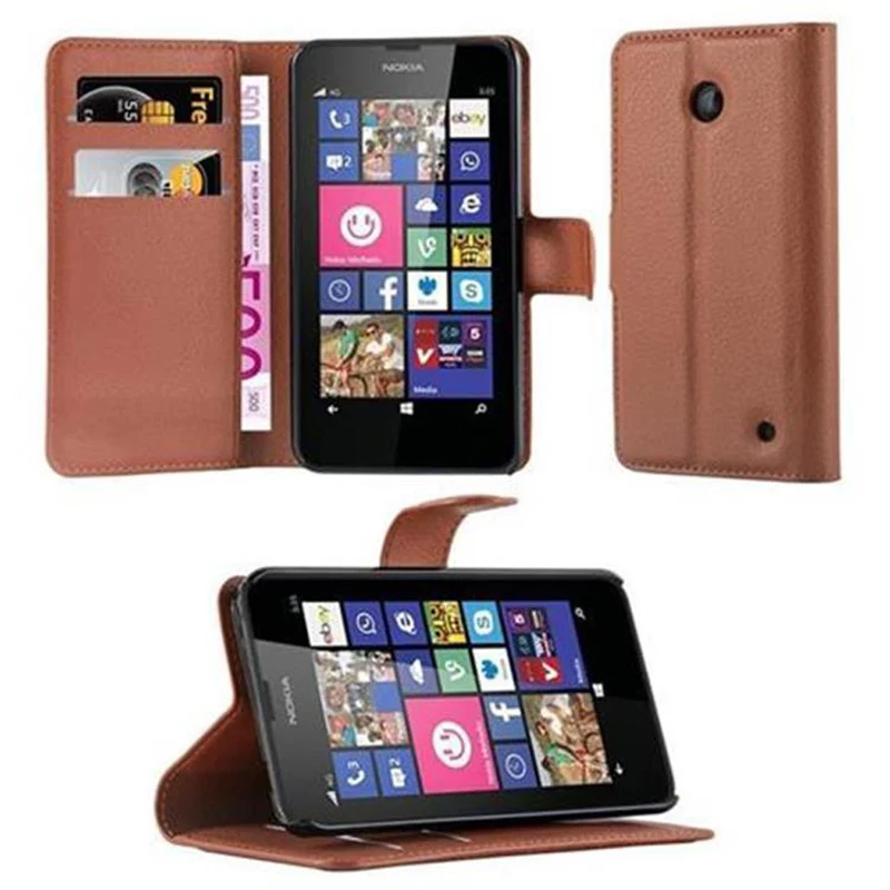 Cadorabo Hülle kompatibel mit Nokia Lumia 630 / 635 Schutzhülle mit Magnetverschluss, Standfunktion und Kartenfach