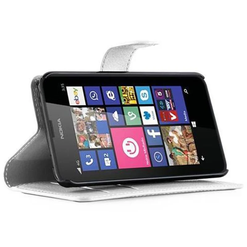 Cadorabo Hülle kompatibel mit Nokia Lumia 630 / 635 Schutzhülle mit Magnetverschluss, Standfunktion und Kartenfach