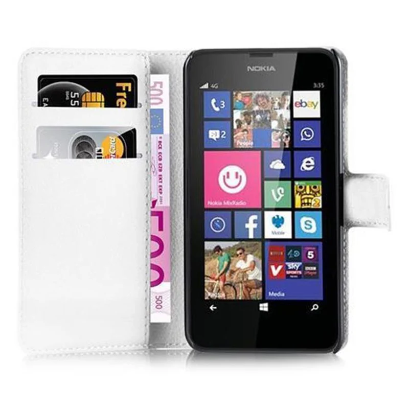 Cadorabo Hülle kompatibel mit Nokia Lumia 630 / 635 Schutzhülle mit Magnetverschluss, Standfunktion und Kartenfach
