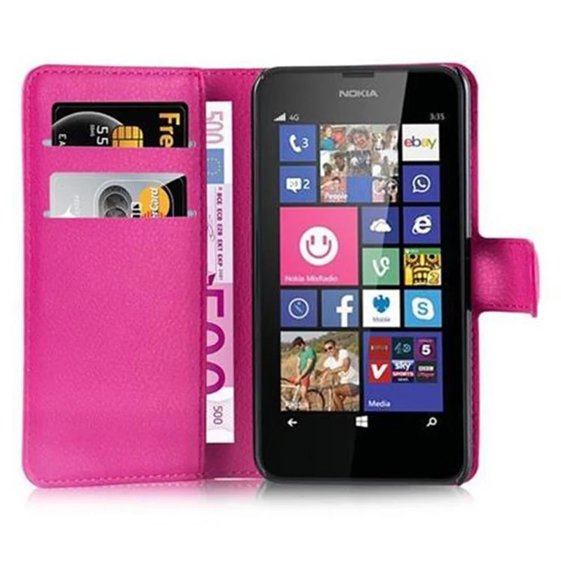 Cadorabo Hülle kompatibel mit Nokia Lumia 630 / 635 Schutzhülle mit Magnetverschluss, Standfunktion und Kartenfach
