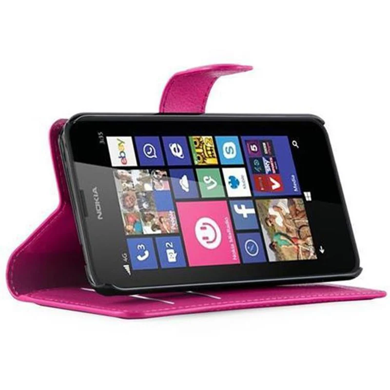 Cadorabo Hülle kompatibel mit Nokia Lumia 630 / 635 Schutzhülle mit Magnetverschluss, Standfunktion und Kartenfach