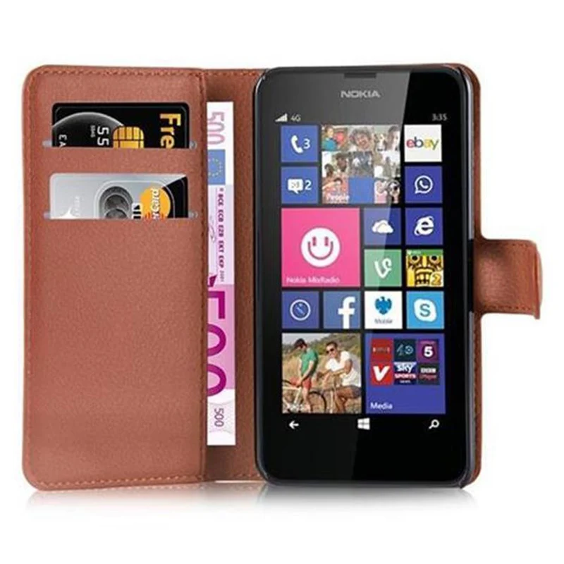 Cadorabo Hülle kompatibel mit Nokia Lumia 630 / 635 Schutzhülle mit Magnetverschluss, Standfunktion und Kartenfach